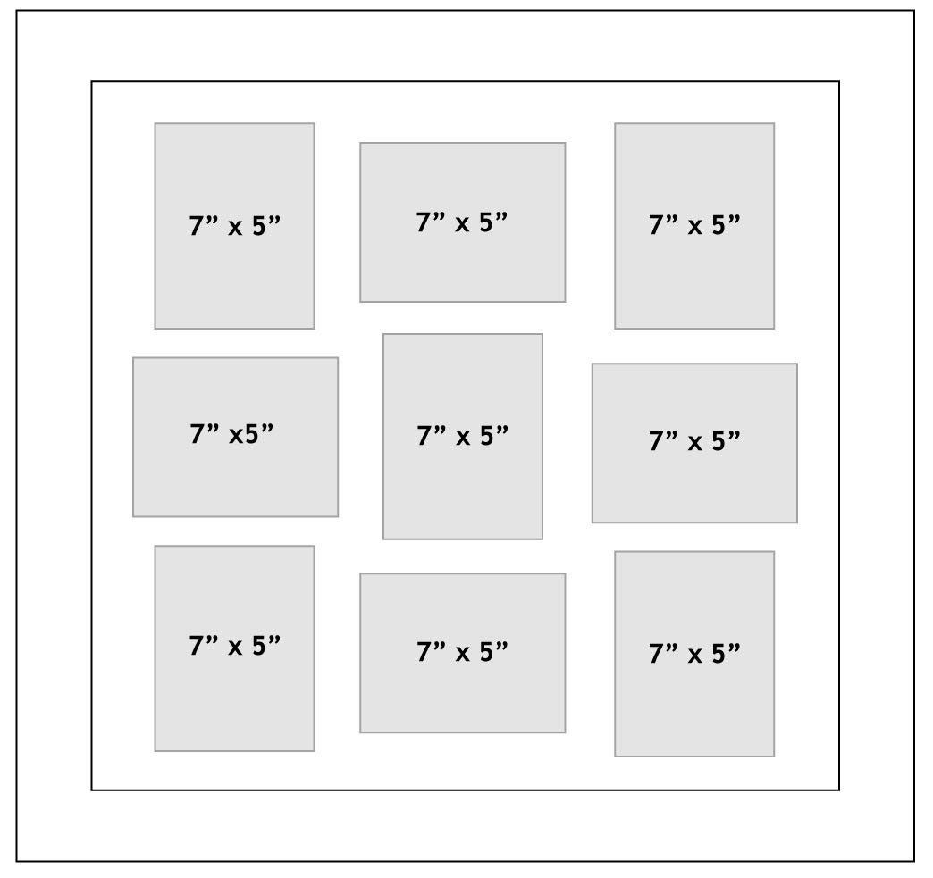 Kwik Picture Framing Ltd White Photo Frames Multiple Pictures For Wall - Large Multi Photo Frame, Fits 9 7X5 Photos, Mount, Frame, Can Be Hung Landscape Or Portrait | Collage Picture Display For Family Gallery Wall