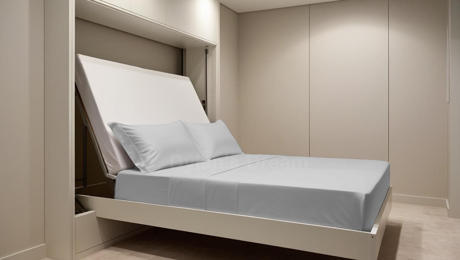 Dylan's Dream Murphy Bed Sheets King 4-Piece Sheet Set for Murphy/Wall Bed, King Size, 1800 Microfiber, Fit Mattress Upto 6" to 8" Deep Pocket (Light Grey)