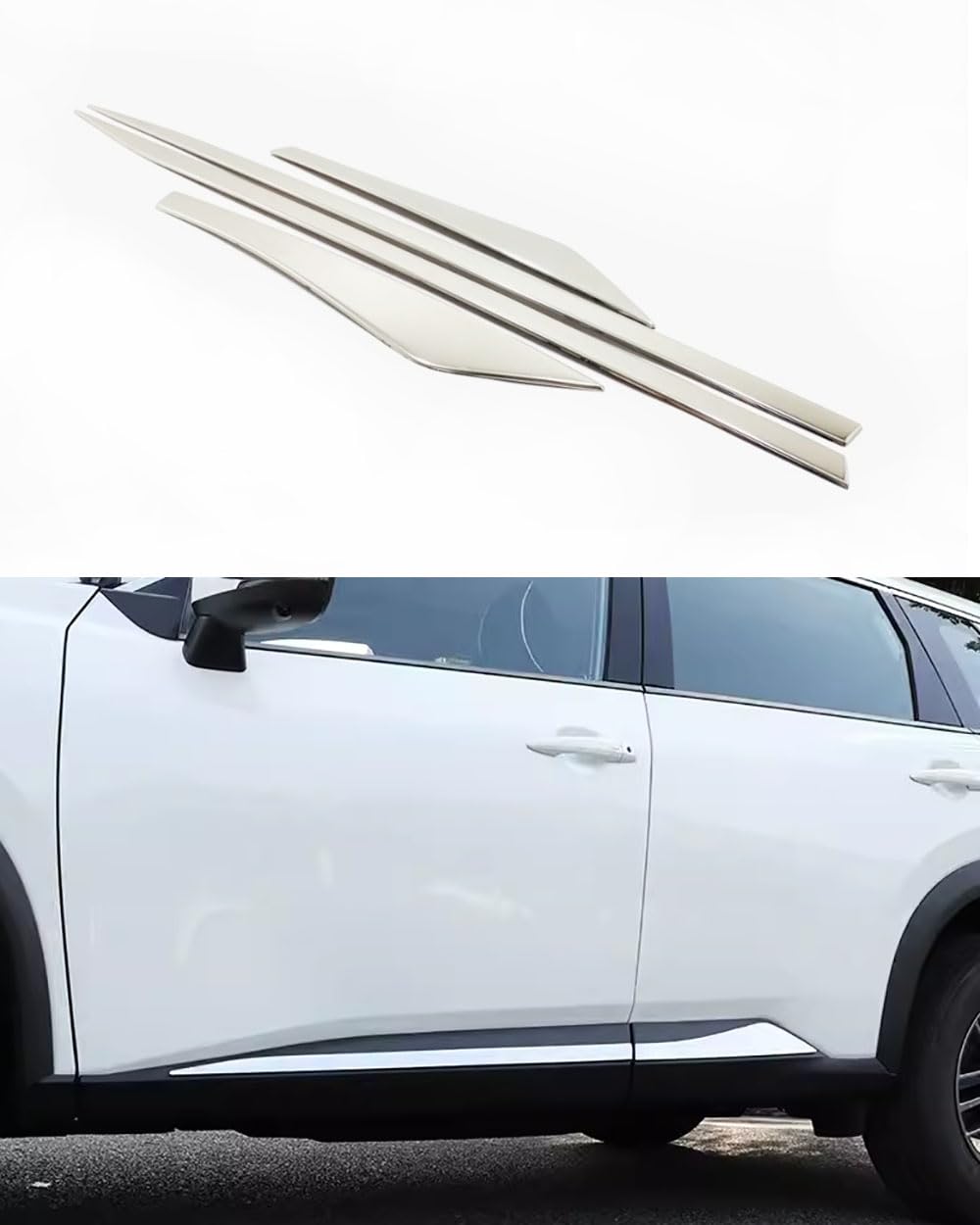 Car Accessories Fit for Nissan Rogue 2021-2024 S SV Stainless Steel Exterior Body Side Door Molding Cover Trim