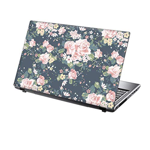 TaylorHe Autocollant en vinyle pour ordinateur portable 13-14" avec motifs colorés et effet cuir stratifié fabriqué en Grande-Bretagne Motif floral vintage Cover