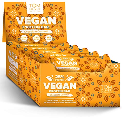 Tom Oliver Nutrition - Vegan High Protein Bars - Pack of 20 (Chocolate Caramel)