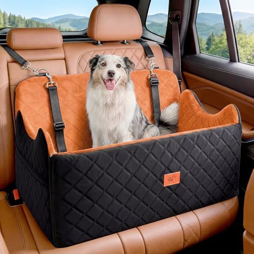 YITAHOME Hundesitz für große und mittelgroße Hunde,Reisebettb Haustiere mit Memory Schaumstoff unter 55 lbs Sitzhöhe 4,3",Zwei seitliche Aufbewahrungstaschen, rutschfestes, 2 Siche