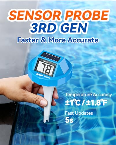 Image of BALDR Solar Pool Thermometer Floating, Dual LCD, IPX8, Anti-Fogging | Digital Water Thermometer Wireless for Pool /Hot Tubs /Spas /Ice Baths /Aquariums