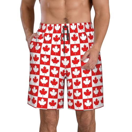 Men's Canadian Canada Ca Flag Maple Leaf Shorts Casual Lightweight Summer Beach Shorts
