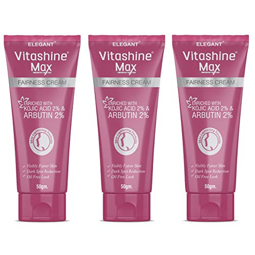 Vitashine Max Fairness Cream 50gm with Kojic Acid & Arbutin for Skin Lightening (Pack of 3) Vitashine Max Fairness Cream 50gm with Kojic Acid & Arbutin for Skin Lightening (Pack of 3)
