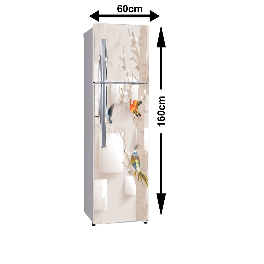 WallDaddy Fridge Stickers & Wall Stickers, Beautiful Fridge Decorative Sticker Wallpaper Poster (PVC Vinyl) Large Size (60x160 cm) (Sparrow World)-Self-Adhesive