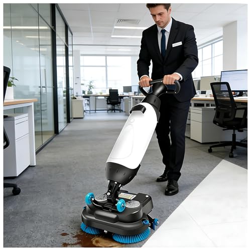 WEICNE Pulidora De Pisos Comercial, Máquina para Limpieza De Alfombras De 43 Cm, Pulidora Y Fregadora De Pisos, 240 RPM, Cobertura 13000 Pies Cuadrados/H, Limpieza Industrial De Pisos White