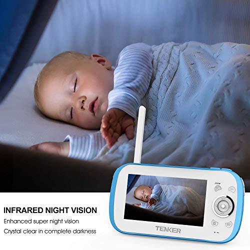 TENKER Video Baby Monitor with Camera and Audio, 4.3" LCD Baby Monitor with Night Vision, Non-WiFi, VOX, Lullaby, Two Way Talk, Temperature Detection, 270°Pan-Tilt-Zoom and Video Record - Thumbnail 5