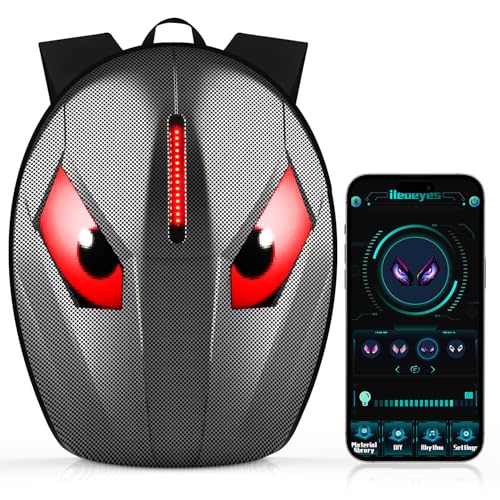 Motorcycle Backpack for Men, LED Backpack With DIY Programmable Full Color Screen, Hard Shell Large Capacity Waterproof Helmet Bag Laptop Backpack