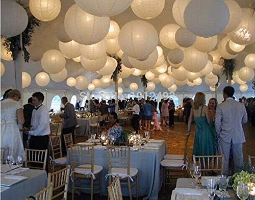 Calvas 30pcs/Lot Mixed Size (20cm,30cm,35cm,40cm) White Paper Lanterns Chinese Paper Ball Lampions for Wedding Party Decoration White, Lantern Size: Mix Size