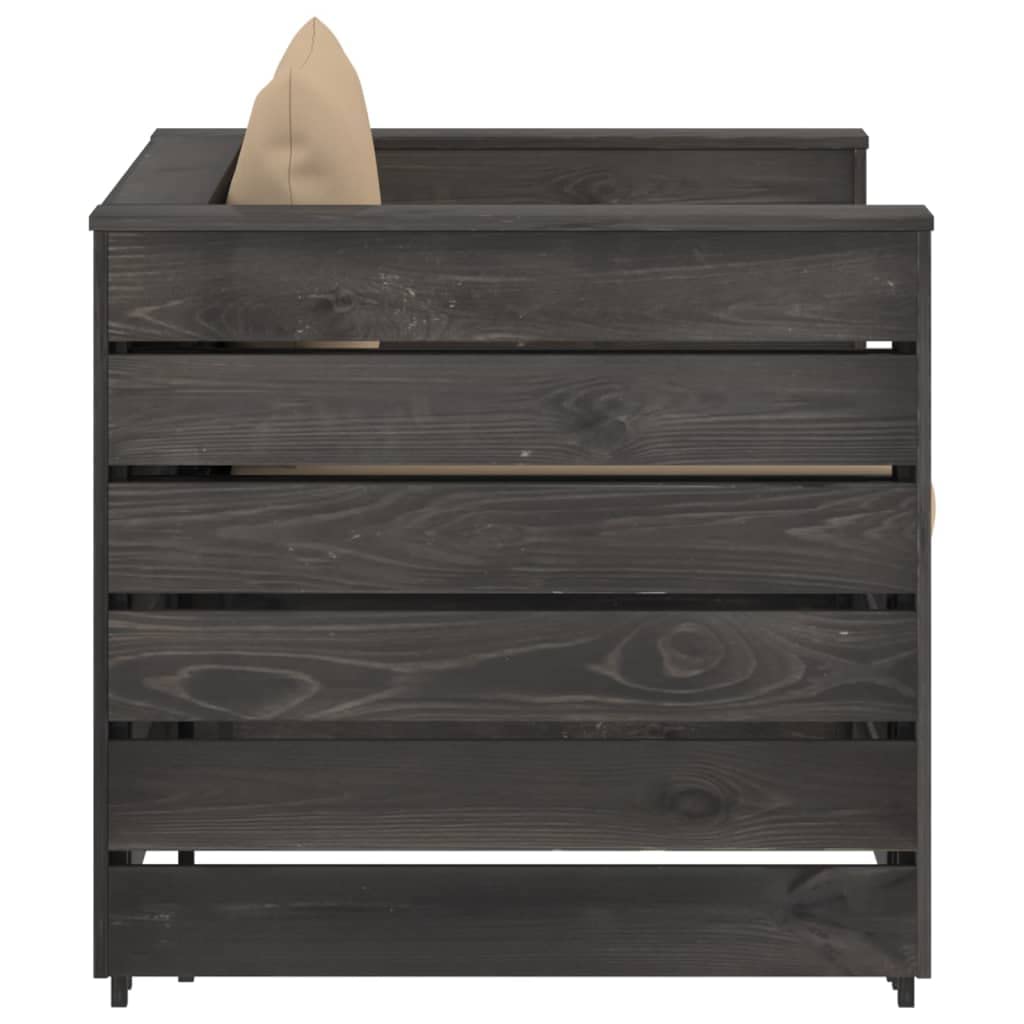 Mobili da giardino, 2 pezzi, in legno di pino impregnato, grigio | Modulare, cuscini spessi, resistente alle intemperie, bassa manutenzione