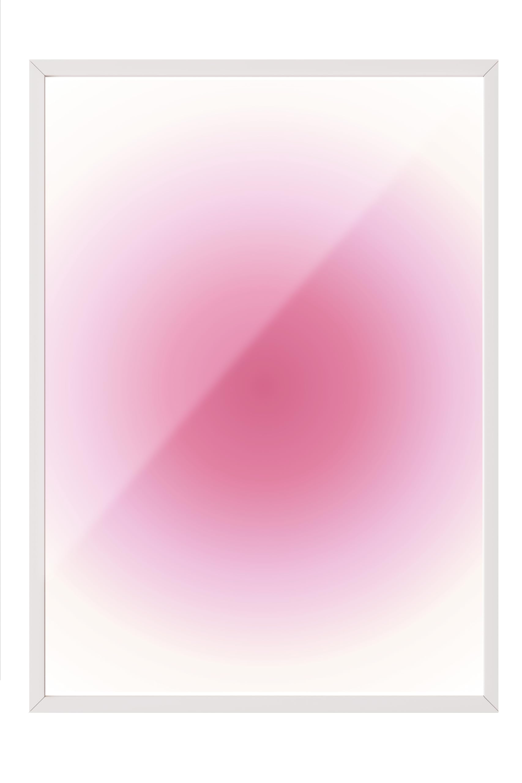 Zestia Beyaz Çerçeveli Tablo, Pembe Gradyan Arka Plan, Soyut Yumuşak Geçiş Poster No: 107659 50 x 70