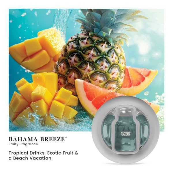 Image of Yankee Candle Smart Scent Vent Clip Car Air Freshener, Adjustable Fragrance Strength, Long Lasting Odor Neutralizing Car Fragrance, Bahama Breeze (Pack of 4)