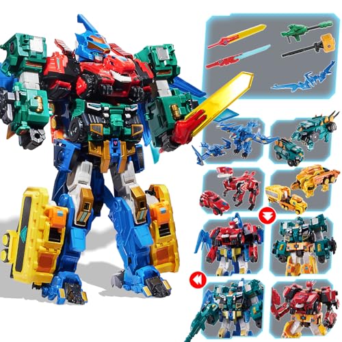 QUANTUM HEROES DINOSTER 4-in-1 Transforming Roboter Mega Robot Metatron, 41 cm groß, Spielzeug zum Verwandeln in ein Kampffahrzeug und einen Roboter für Kinder im Alter von 5 bis 10 Jahren, mehrfarbig