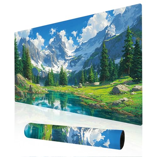 Image of Nuxovilar Mountain Lake Large Mouse Pad Gaming Mouse Pad Polyester 11.8x31.4 Inches for Home, Studio, Office, Serene Decor for Nature Lovers