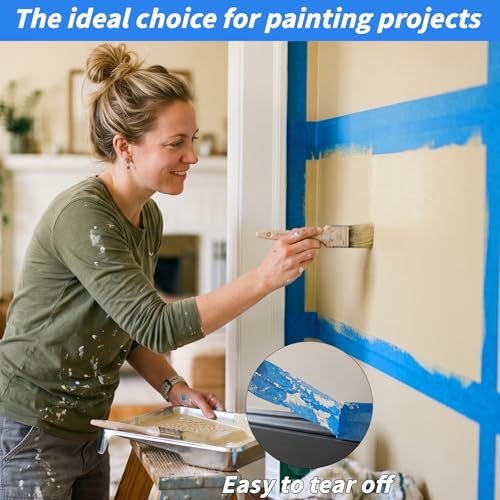 Image of Oleitodh 22 Rolls Blue Painters Tape Bulk 2 inch x 55 Yards, Painters Masking Tape No Residue Wall Painting Tape Artist Tape Trim Edge Finishing Tape for Wall Painting Decoration DIY Supplies