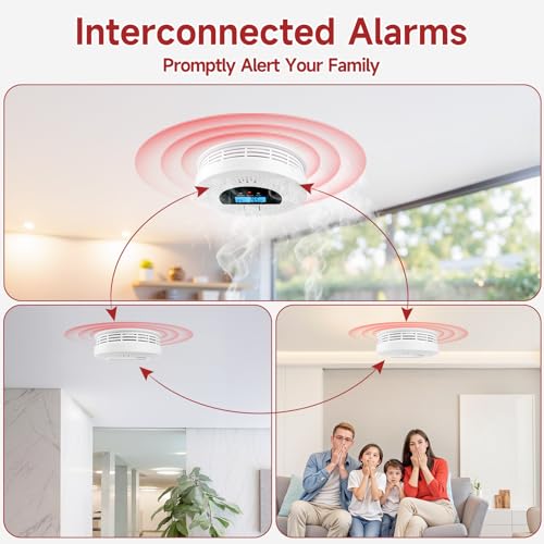 3-Pack Interconnected Smoke Detectors and Carbon Monoxide Alarm with Test & Silence Button, Battery Powered, Smoke and CO Detector for Any Room, Peace of Mind - Image 3