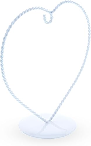 Miniatura 3 de Soporte de exhibición redondo sólido del ornamento base del metal blanco de la forma del corazón 7 pulgadas