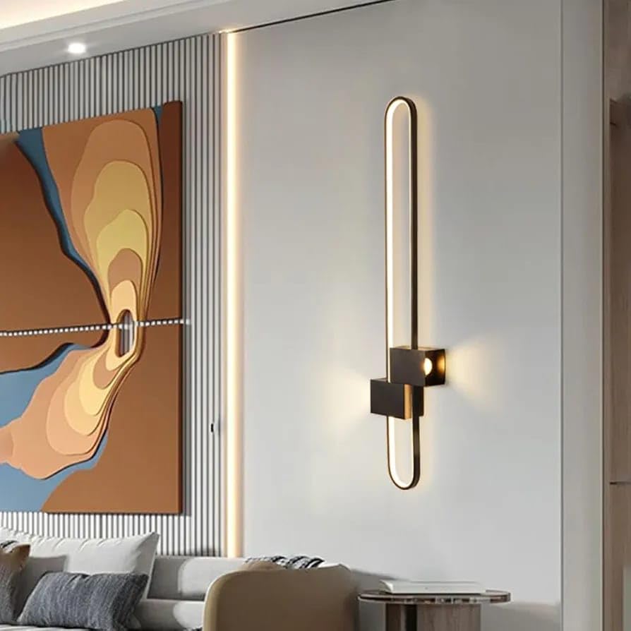 Image of Glowave Modern Black Oblong LED Long Tube Wall Light for Bedroom Bedside Living Romm Hallway - Tricolour | Warm White, White, Natural White | (600mm)