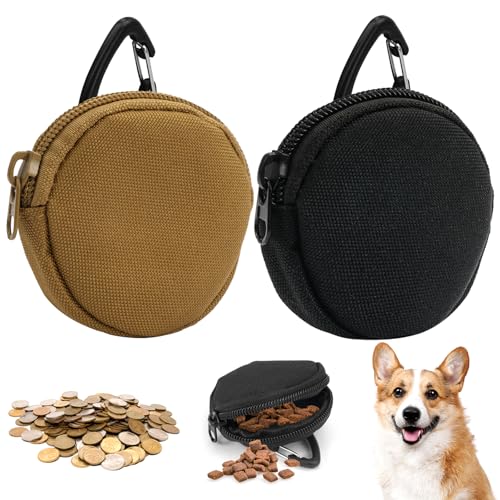 2 Stück Tragbar Futterbeutel Hundetraining Klein, Hunde Leckerlitasche, Pet Walking Bag für Hund und Katze, Wiederverwendbar für Reisen, Spaziergang Haustiere, Kann Münzen, Schlüssel