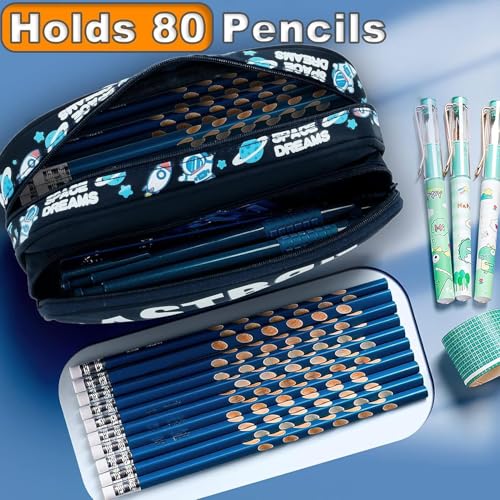 Image of Storio Pencil Box Pouch for School Kids Girls & Boys Aesthetic | Cute Stationary Compass Box Case Organiser | Zipper Pouch Case, Travel Pouch Bag, Stationery Organizer Bag - (Mix Design) Multicolor