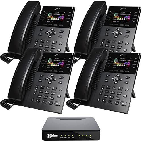 XBLUE QB1 System Bundle with 4 IP8g IP Phones Including Auto Attendant, Voicemail, Cell & Remote Phone Extensions & Call Recording