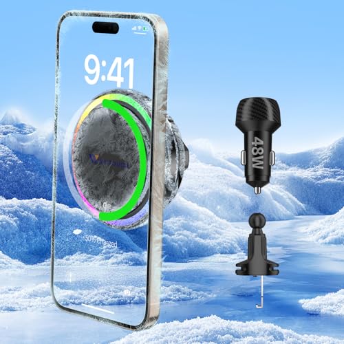 Qi2 15W Wireless Car Charger Mount[Fastest Charging Speed] Car Charger for iPhone 16/15/14/13/12 Pro Max/Mini and Others Phone, ice Cooling Charging, Phone Cooler for Car, with Air Vent Holder