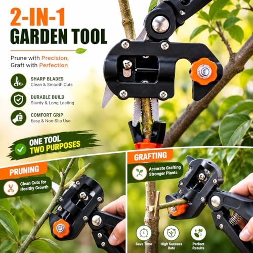 Image of Bypass Pruning Shears, Stainless Steel Blade, Yellow Handle, Garden Pruner with Safety Lock (1, GARDEN GRAFTING TOOL)