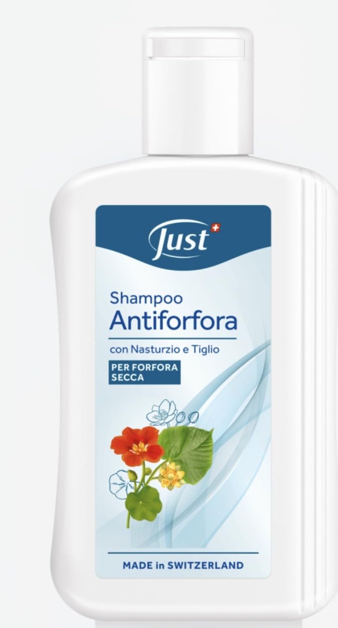 Just Shampoo Antiforfora con Nasturzio e Tiglio, per Forfora Secca, Prodotto in Svizzera