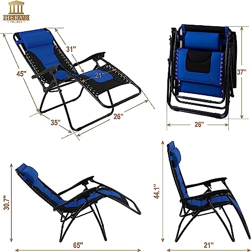 Image of STAR WORK Stainless Steel Zero Gravity Chair, Lawn Chair Recliner Lounge, Portable Camping Folding Beach Chair With Removable Pillow (Turquoise Blue)