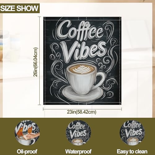 Image of Coffee Cup Words Dishwasher Magnets Decorative Cover,Coffee Vibes Magnet Fridge Panel Decal for Home Kitchen Decor,23x26 in