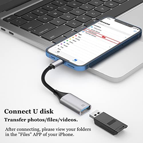 IVSHOWCO Adapter Lightning na USB [certyfikat Apple MFi], adapter do kamery USB do iPhone'a, adapter kablowy iOS OTG, obsługuje pamięć flash USB, czytnik kart, mysz, klawiatura