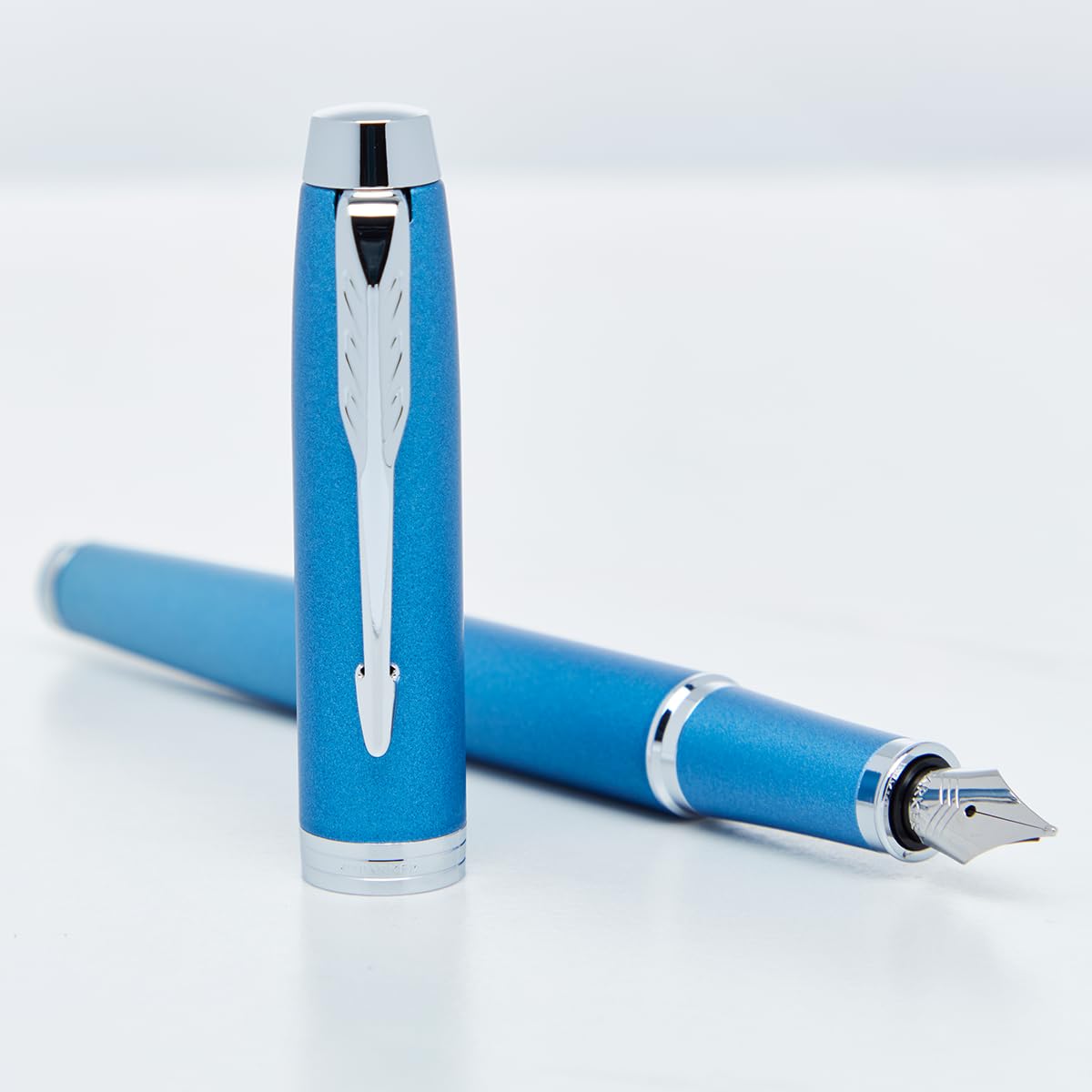 Personalised Parker IM Rituals Pen - Custom Engraving - Gift for CEO, Business, Graduation, Wedding - Premium Pen with Name/Text (Fountain Pen, Blue Chrome Trim)