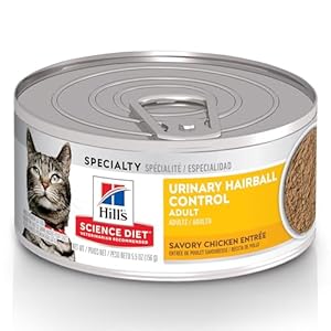 Hill’s Science Diet Adult Urinary & Hairball Control Canned Cat Food, Savory Chicken Entrée, 5.5 oz, 24 Pack wet cat food