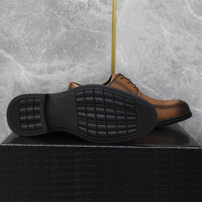 Men's Leather Shoes Business Formal Comfortable Shoes Fashion Lace-ups Non-Slip Rubber Soft Sole Lace-ups Lightweight Breathable Shoes(White-Patch Five-Pointed star4,10)4