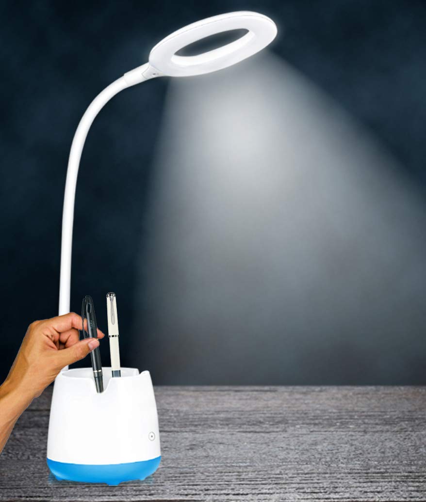 Pick Ur Needs Plastic Rechargeable Led Desk Lamp, Touch Control Table Lamp, Eye-Caring Smart Lamp With Usb Charging (Modern Design Desk Lamp),White