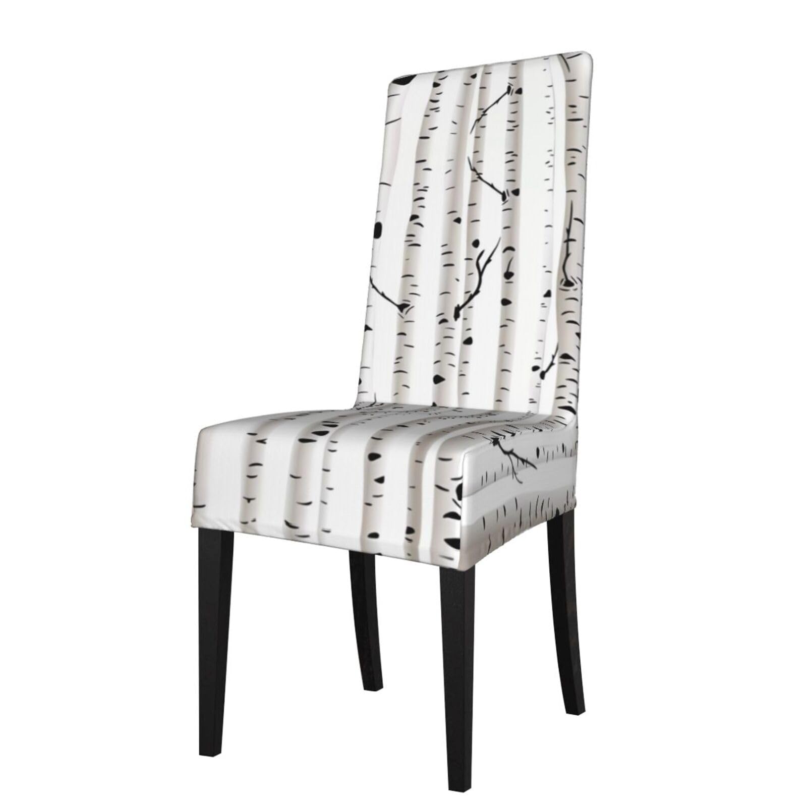 HJFCZH Birch Tree Prints Dining Chair Throw Covers – Stretchable Slipcovers for Chair Seat Back – Protect Furniture from Kids & Pets – Easy Care, No Ironing Needed