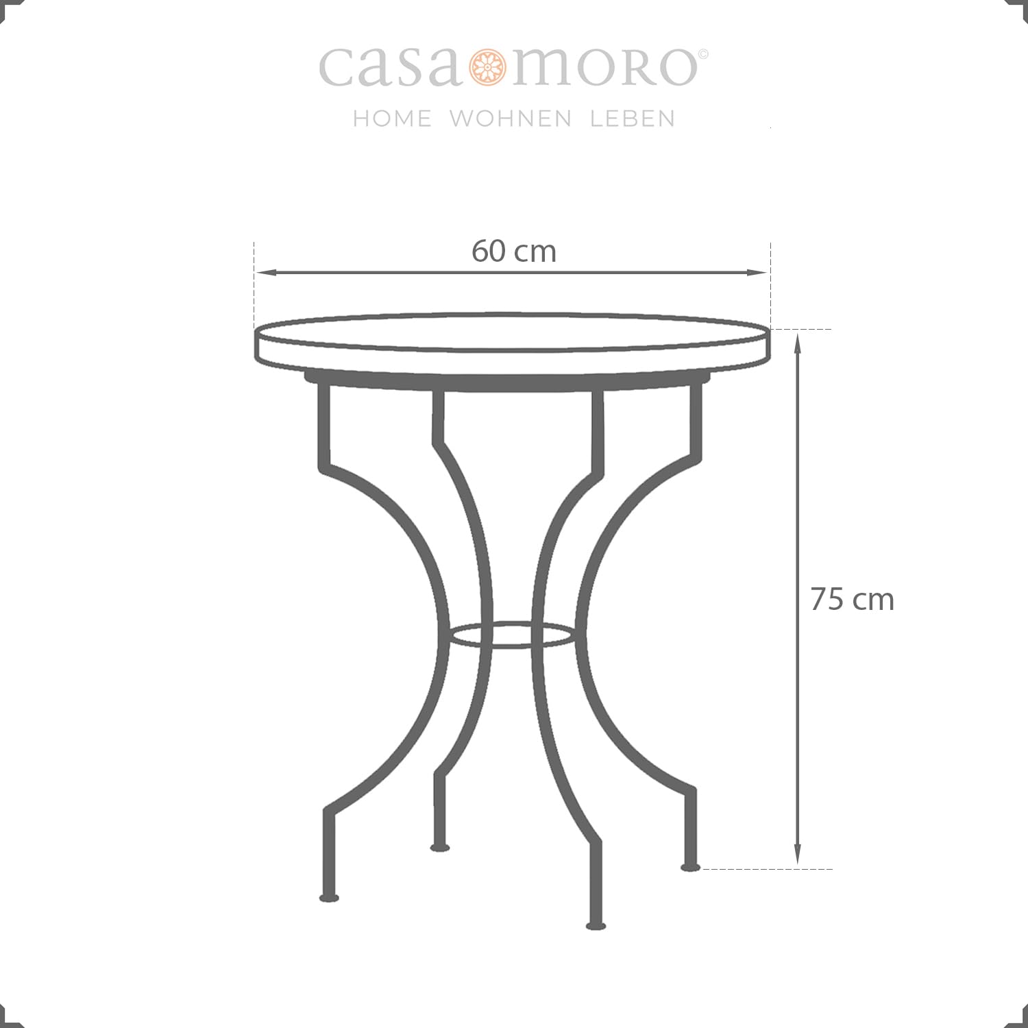 Mesa de jardín mediterránea | Mosaico marroquí " Rombo blanco " | Diámetro 60 cm con marco de hierro | Hecho a mano | Mesa de terraza decorativa, mesa de cóctel de jardín | MT2029