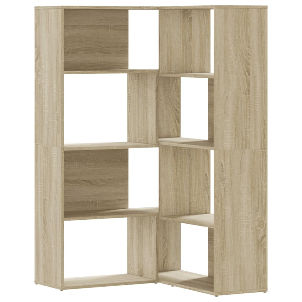 vidaXL Bibliothèque d'angle à 4 Niveaux chêne Sonoma Bois d'ingénierie, étagère à Livres d'angle, vitrine d'angle, Armoire d'angle