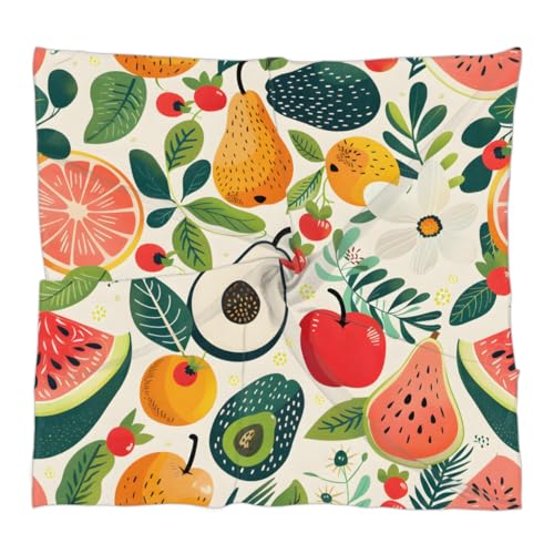 Tropical Fruit Pear Silk Feeling Scarf Head Scarf for Women 23.6 x 23.6 Inch Neckerchief Lightweight Square Scarves Bandana Hair Wrap for Sleeping