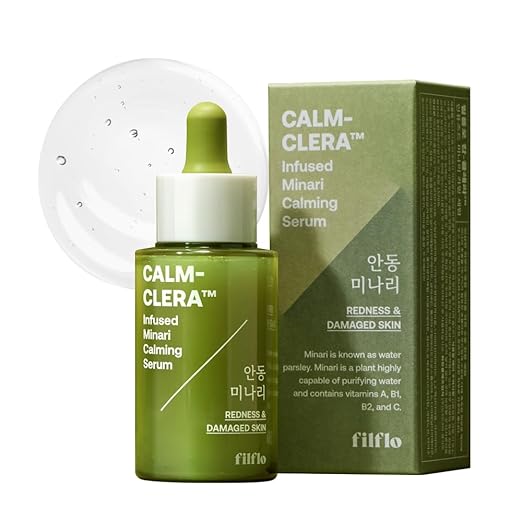 Calm-Clera Minari Calming Serum, Korean Spring Herb Facial Serum, Soothing and Calming for Sensitive Skin, Natural Skincare, Clean Beauty With Vitamin C, Korean Skin Care,1.52 Fl Oz