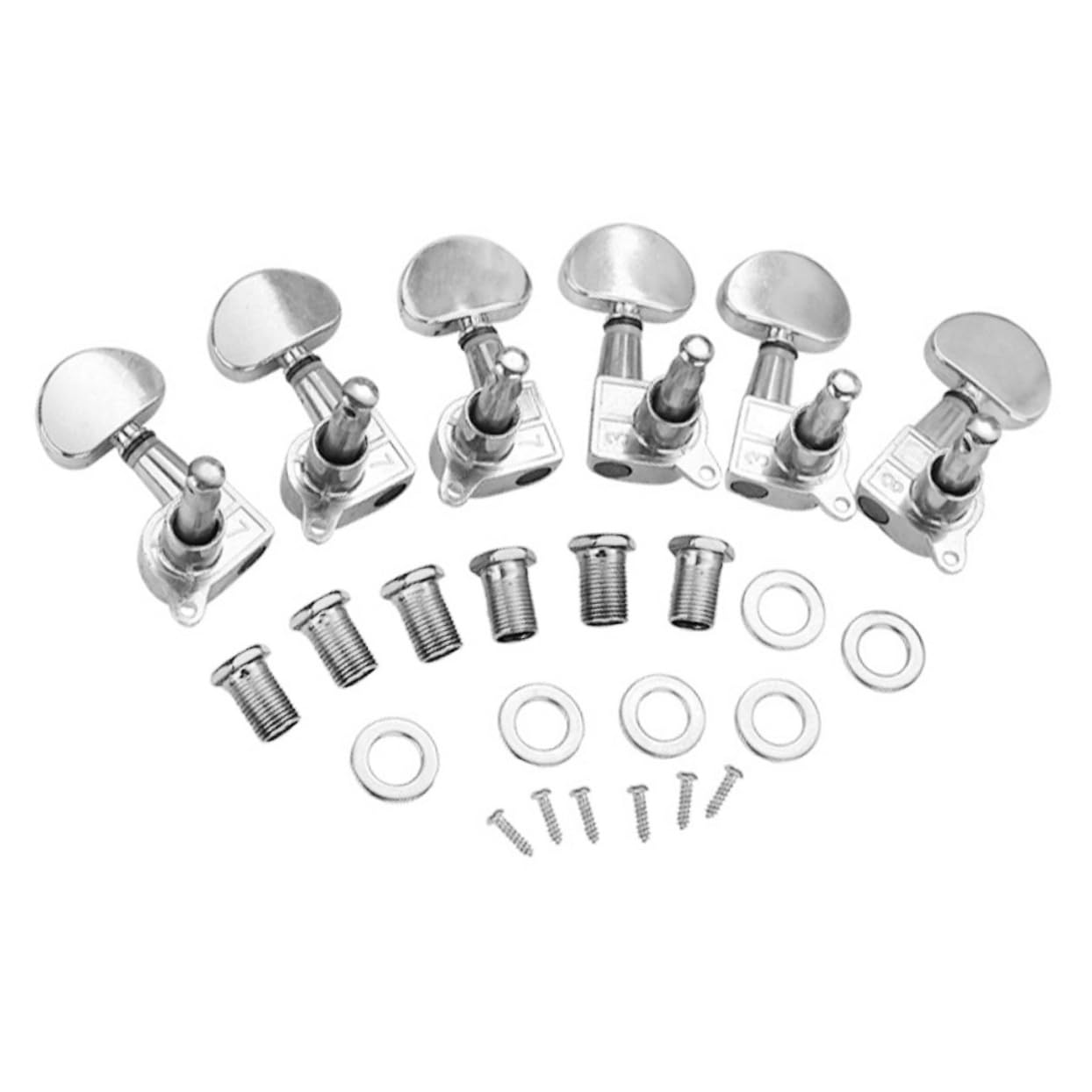 Toddmomy Metal Guitar Tuning Pegs Machine Heads for Folk Guitar Durable Silver Tuners High Grade Metal Body Enhances Sound Quality Easy to Install Replacement for Acoustic