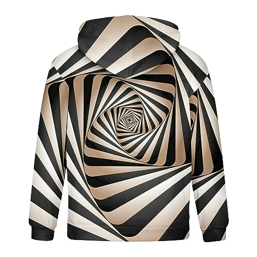 Muscularfit Long Sleeve T-Shirt Sweatshirts for Men Drawstring 3D Dizziness Print Graphic Pullover Casual Lightweight Hoodies3