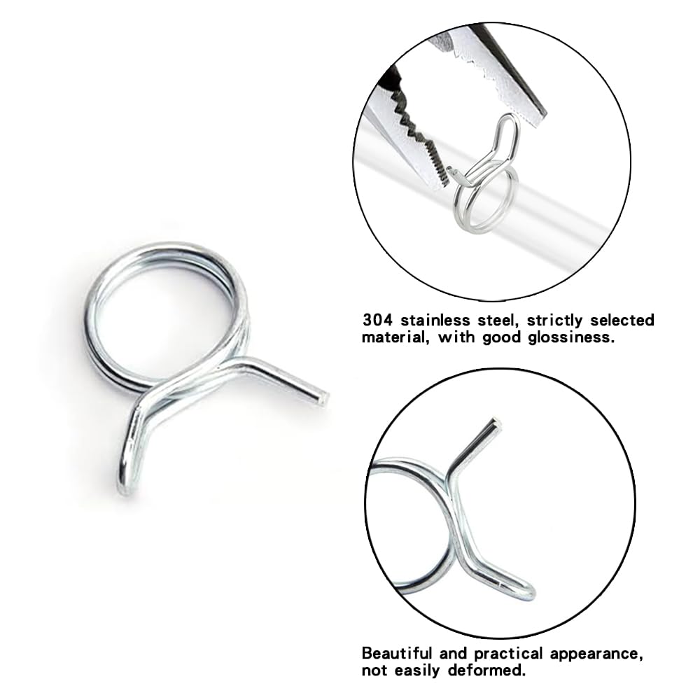 Leliafleury 30Pcs Double Wire Spring Clips 14mm Stainless Steel Hose Clamps Fuel Line Hose Clips Spring Clamp for Water Pipe Air Tube - Image 2