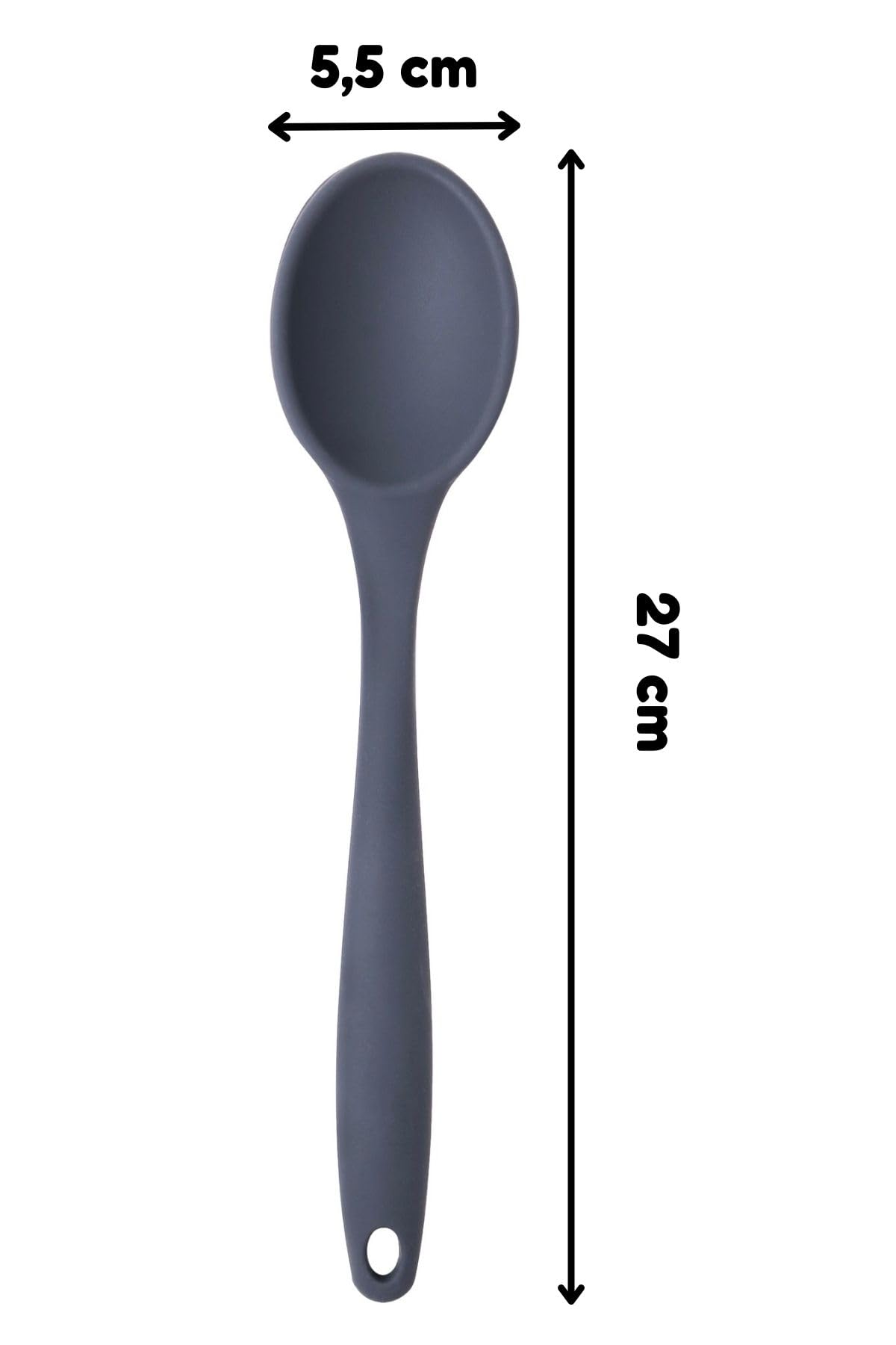 Silikon Büyük Boy Kaşık Seti, Yanmaz Yapışmaz, Çok Renkli - Mavi, Sarı, Kırmızı, Antrasit - 27 CM, 4 Adet Set, BPA Free