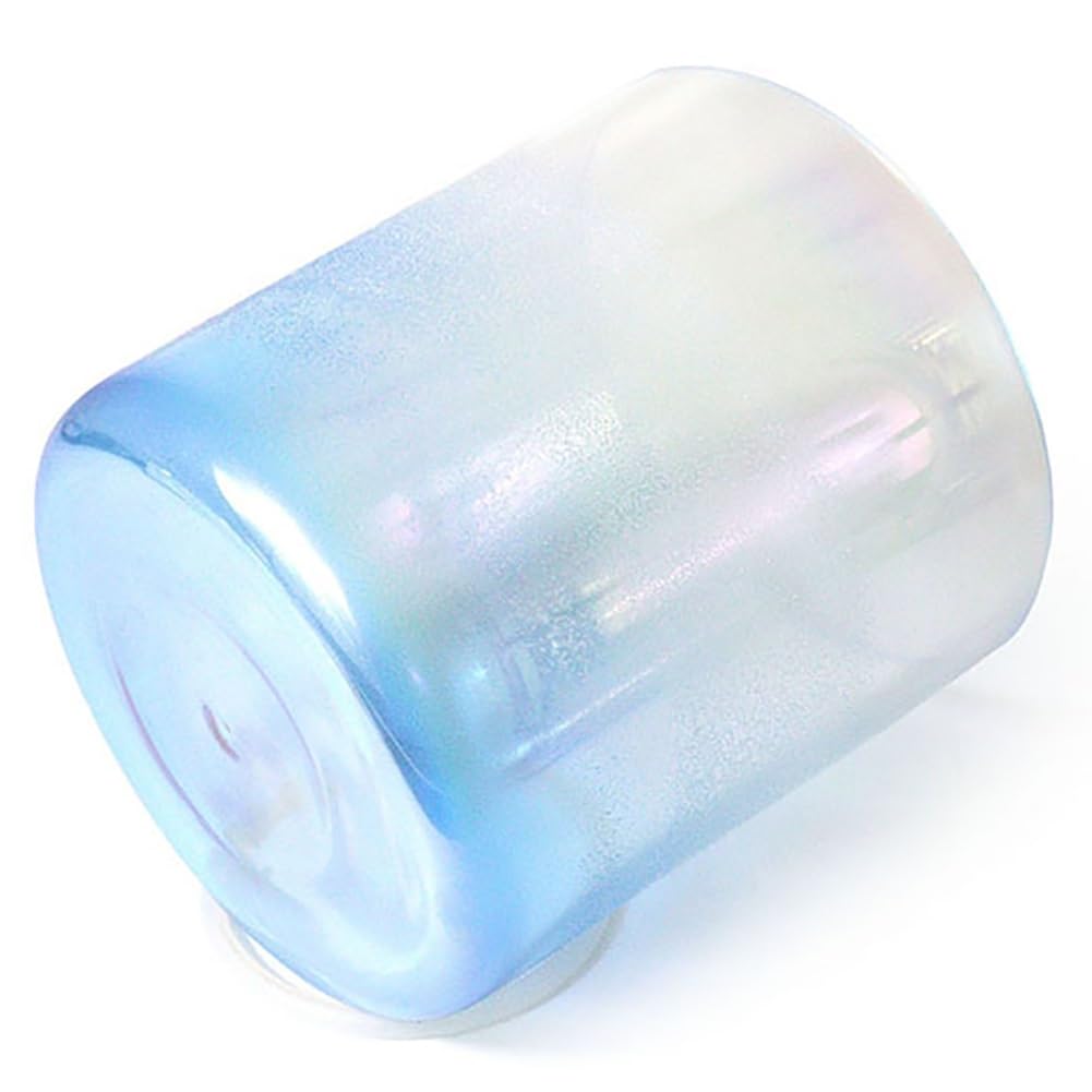 Campana tibetana in cristallo di quarzo per chakra, ideale per yoga, meditazione e bagni sonori, blu sfumato con martello in pelle scamosciata e O-ring, nota Mi da 432 Hz e 8,432 Hz-8 pollici E note