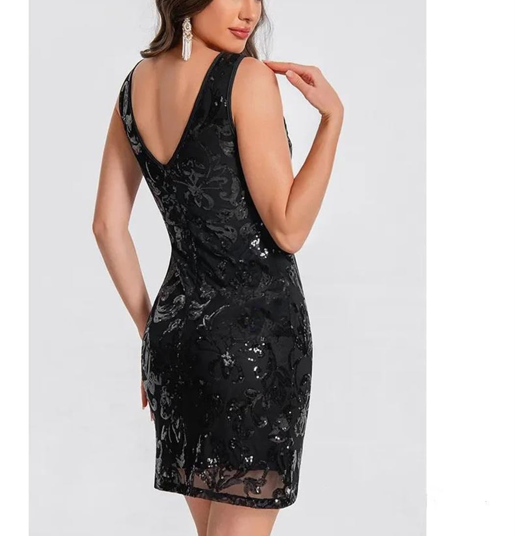 Minivestido sexy de verano para mujer, vintage, con lentejuelas, elegante, para fiesta, club, escenario, vestido casual