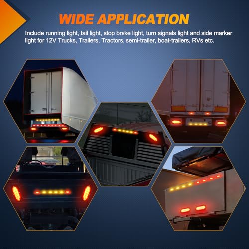 Image of Nilight LED Trailer Light Kit 6 Inch Oval Stop Turn Tail Light Red Amber Side Marker Light Waterproof Surface Mount for 12V Utility Trailer Boat Camper RV Trucks Van Caravan