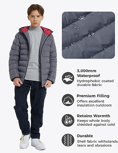 wantdo Boys' Winter Coat Lightweight Puffer Jacket Waterproof Outerwear Hooded4