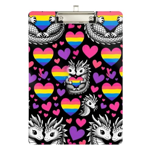 Presse-papiers en panneau dur coloré motif dragon panexuel trou standard pour femmes légales entraîneurs de basket-ball taille 9 x 12,5 Tabla para escribir
